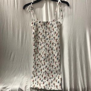 Publik white floral shirred dress